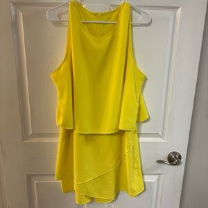 Fun Yellow Sleeveless Layered Dress Size 2XL